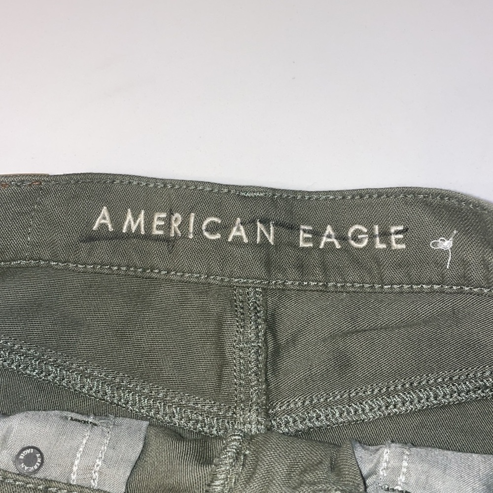 American Eagle Distressed khaki Green Highest Rise Mom Short | 00 - Picture 3 of 10
